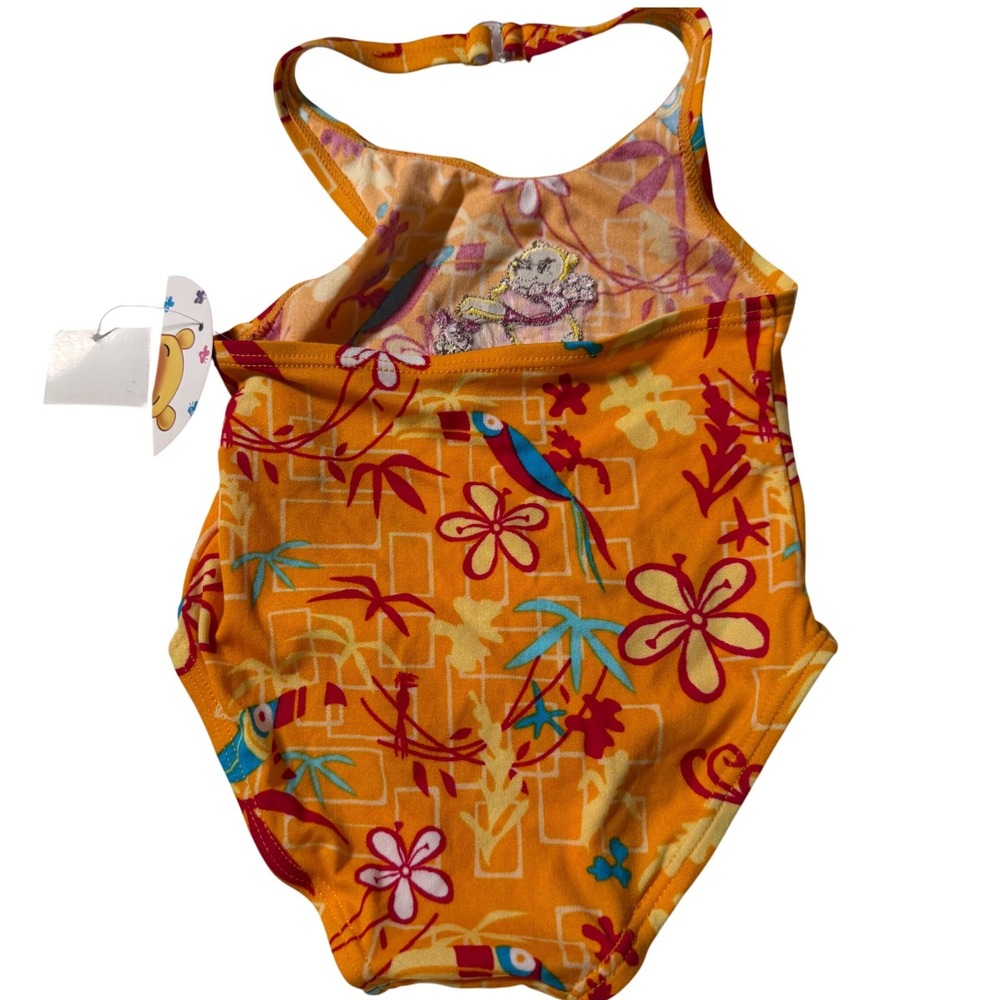 New Vintage 90s Disney Winnie Pooh Tropical Swimsuit one piece halter 18m girl - Picture 2 of 9